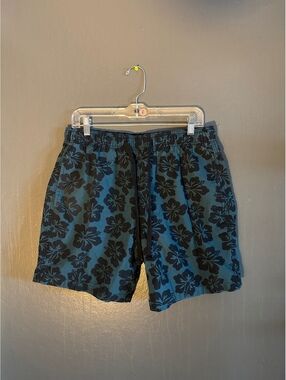 Forever 21 Men's Blue Floral Print Drawstring Shorts Size Large